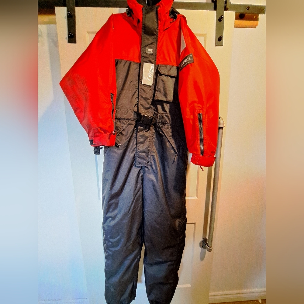 Helly Hansen Red and Black One-Piece Ski Jacket Suit